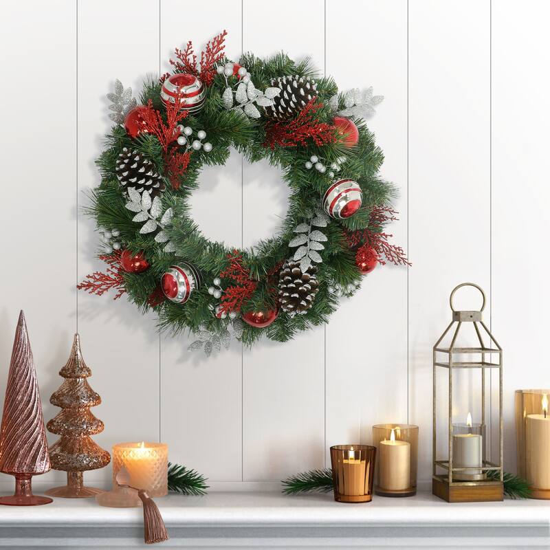 Puleo International 24" Decorated Artificial Wreath