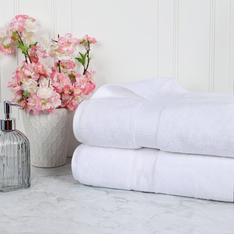 Superior Egyptian Cotton Pile Heavyweight Bath Sheet Set of 2 - White