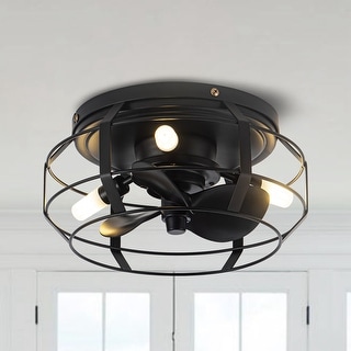 12" Black ABS 3-Blade Bathroom Ceiling Fan with Light and Remote - Bed ...