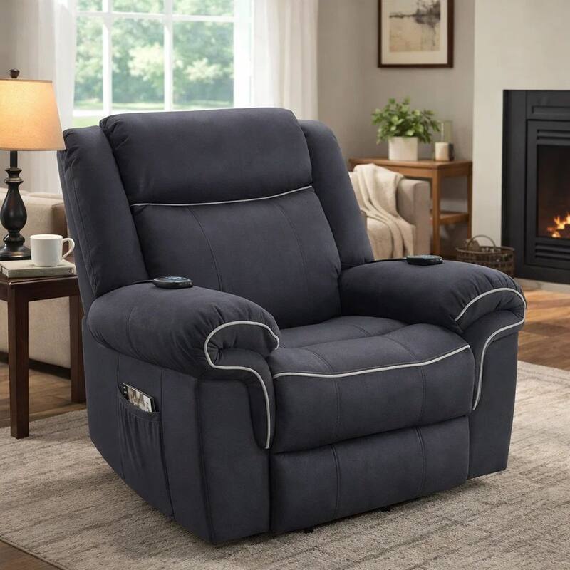 Seru Power Motion Lift and Recliner Chair, Heated Massage, Dark Gray