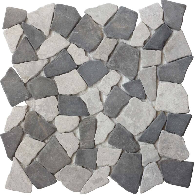 Stone Grey Random Marble Mosaic, Back Splash Tiles for Kitchen Walls, Shower Bathroom Floors 11.4" X 11.4" (4.5 Sqft per case)