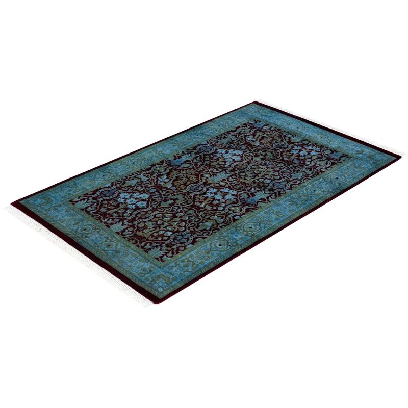 Overdyed One-of-a-Kind Hand-Knotted Area Rug - Red - 2' 8" x 4' 5"