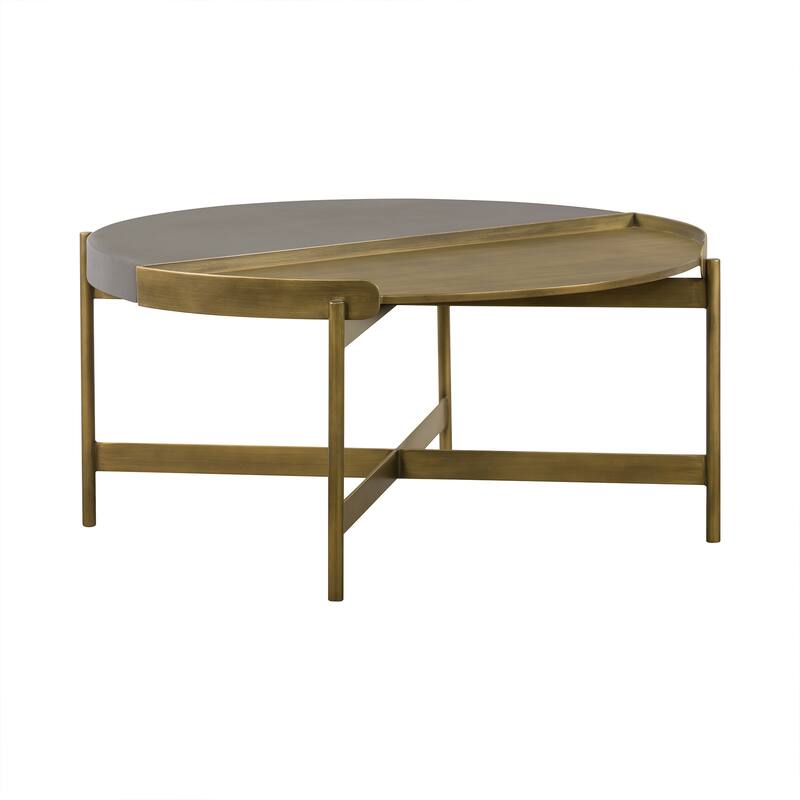 Dua Grey Concrete and Black or Brass Metal Round Coffee Table