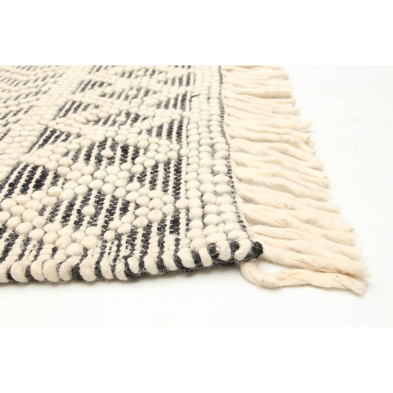 ECARPETGALLERY Braid weave Sienna Cream Wool Rug - 4'11 x 7'1