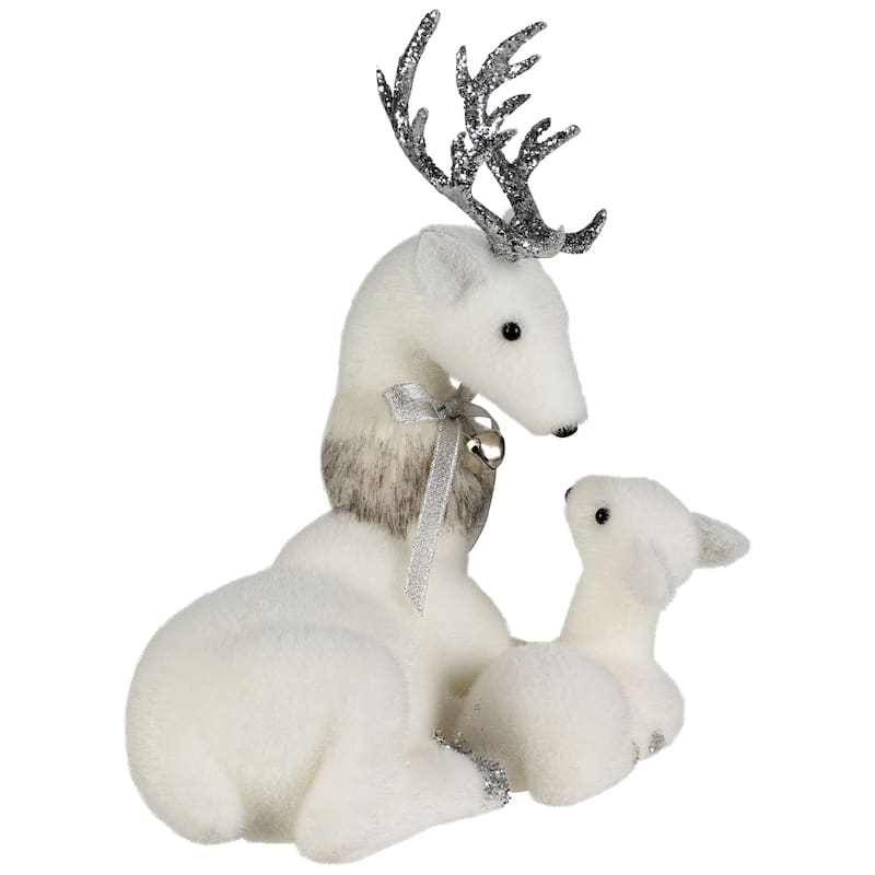Laying Reindeer Mom and Calf Christmas Figurine - 11.5"