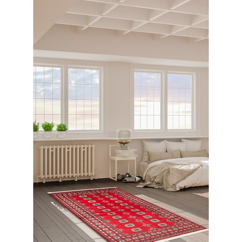 ECARPETGALLERY Hand-knotted Peshawar Bokhara Red Wool Rug - 4'6 x 7'1