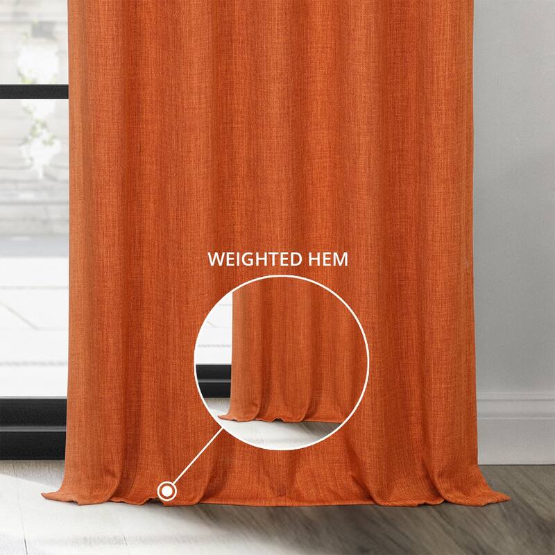 Exclusive Fabrics Grommet Textured Faux Linen Room Darkening Curtains for Bedroom & Living Room Curtains (1 Panel)