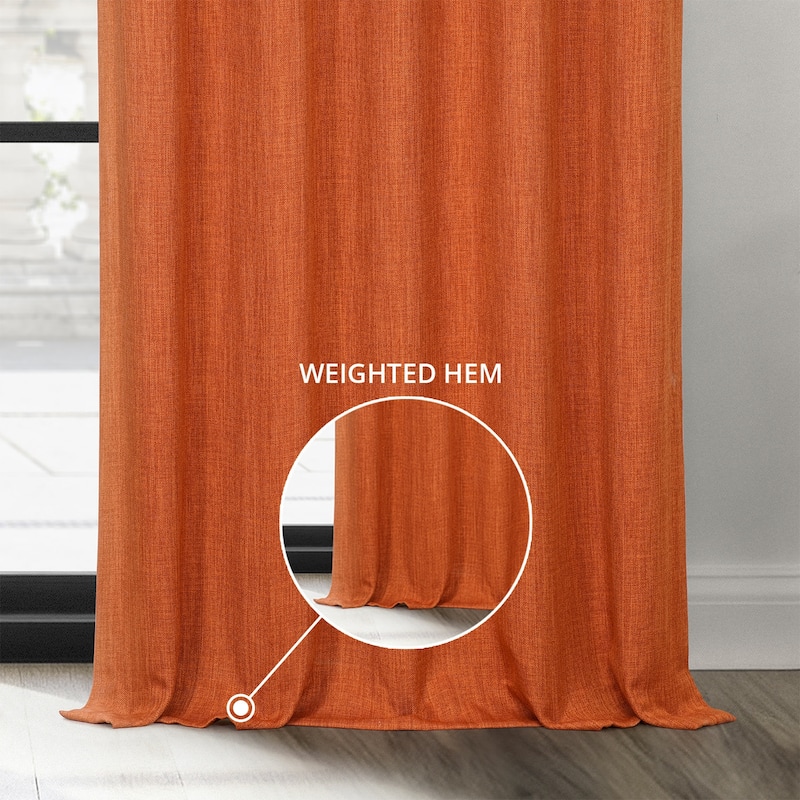 Exclusive Fabrics Textured Faux Linen Room Darkening Curtains for Bedroom & Living Room Curtains (1 Panel)