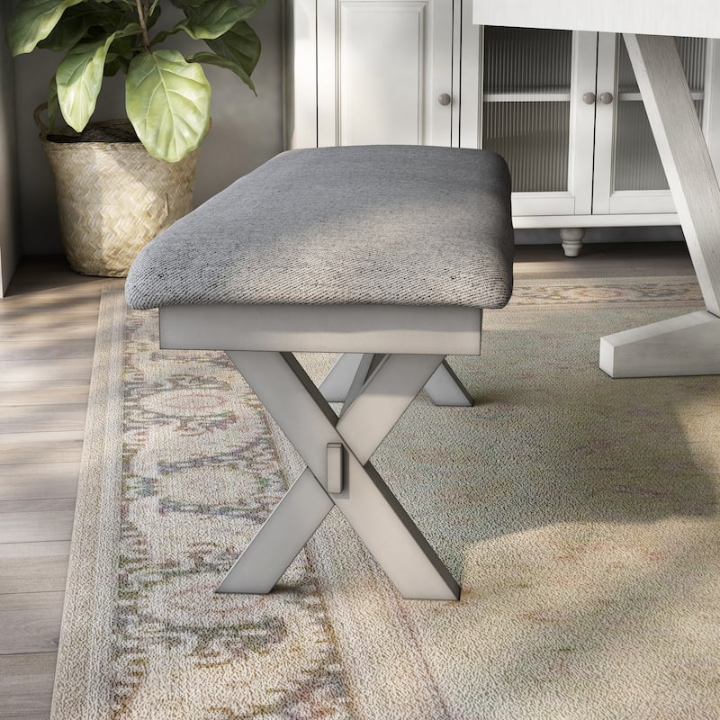 Furniture of America Paiz Farmhouse Two-Seater Padded Fabric Dining Bench