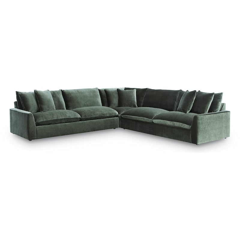 Signature Design by Ashley Carriage View Dark Green 3-Piece Sectional - 131" W x 131" D x 39" H
