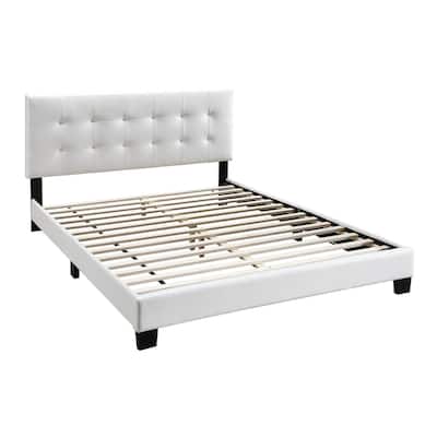 Twin Leatherette Bed with Checkered Tufted Headboard