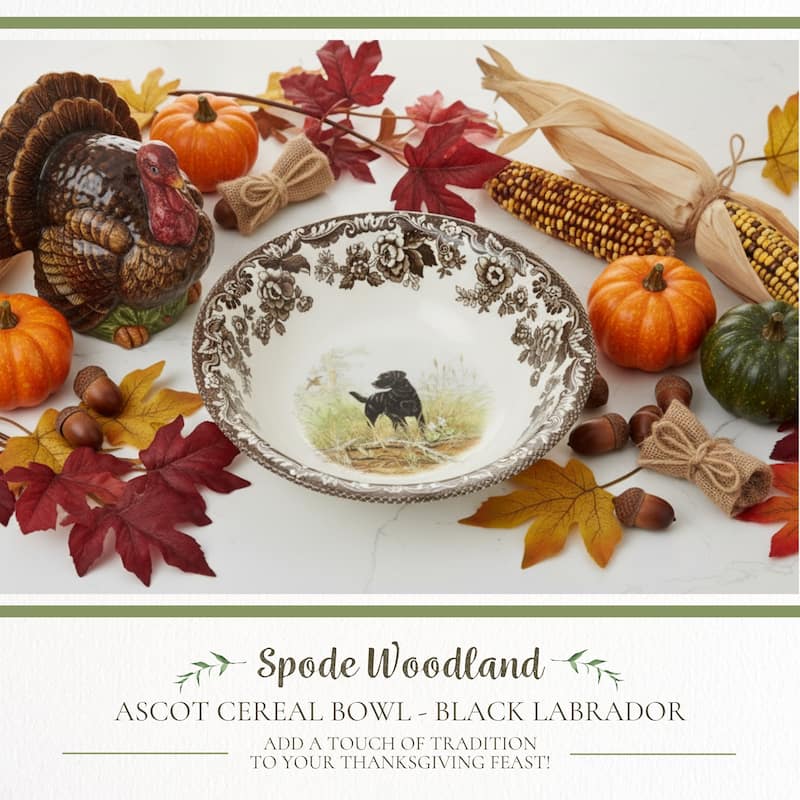 Spode Woodland Ascot Cereal Bowl Assorted Dogs - 8 Inch
