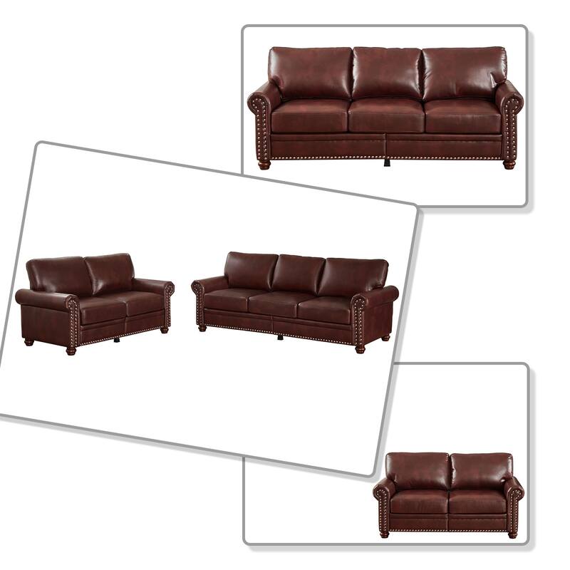 Vintage 2-Piece PU Upholstered Living Room Set