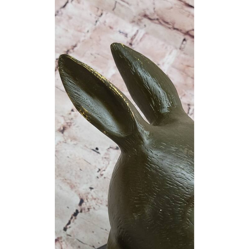Bronze Rabbit Hare Head Statue Realistic Wildlife Sculpture Decor