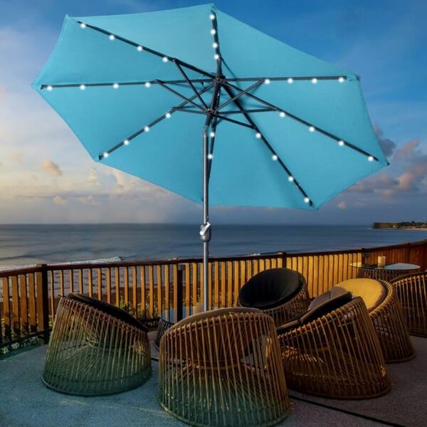 blue 9 foot patio umbrella Blissun 9' Outdoor Umbrella, Outdoor Table Umbrella, Yard Umbrella, Market with 8 Sturdy Ribs, Push Button Tilt and Crank (Light Blue) : Patio, Lawn & Garden Bring cool Patio Umbrella Replacement Canopy 9