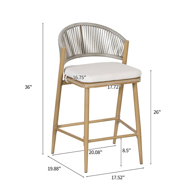 Christopher Knight Home - Beverly Outdoor Counter Stools with Scallop Backrest (Set of 4) - Aluminum