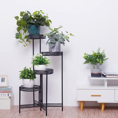 4 Tier Metal Tall Plant Stand Multiple Flower Pot Holder Shelves