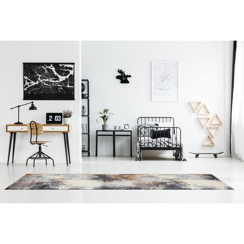 Olympia Collection Blue and Beige Abstract Design Area Rug