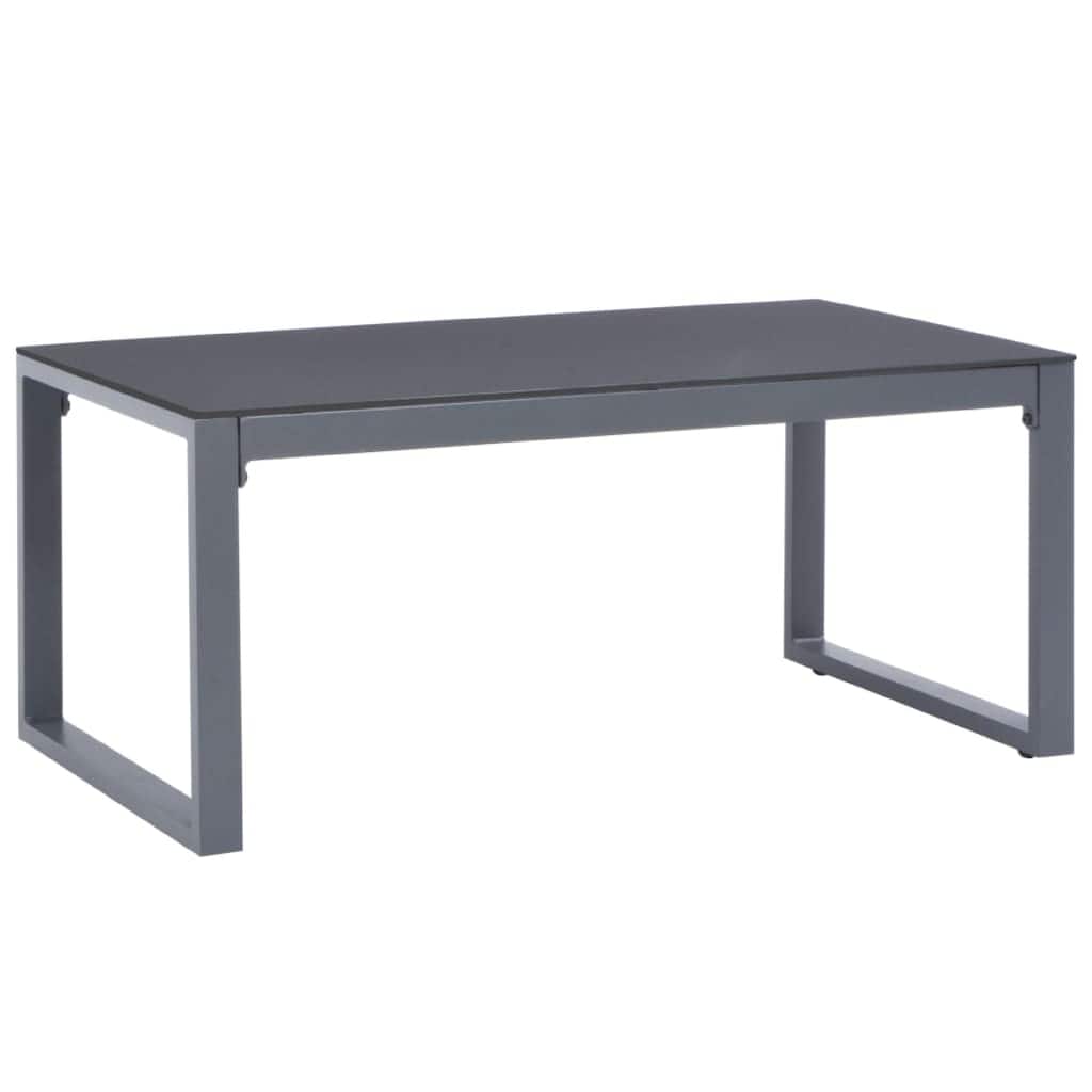 Coffee Table, Silver Aluminum Sled Base, 35 Inch Rectangular Glass Top