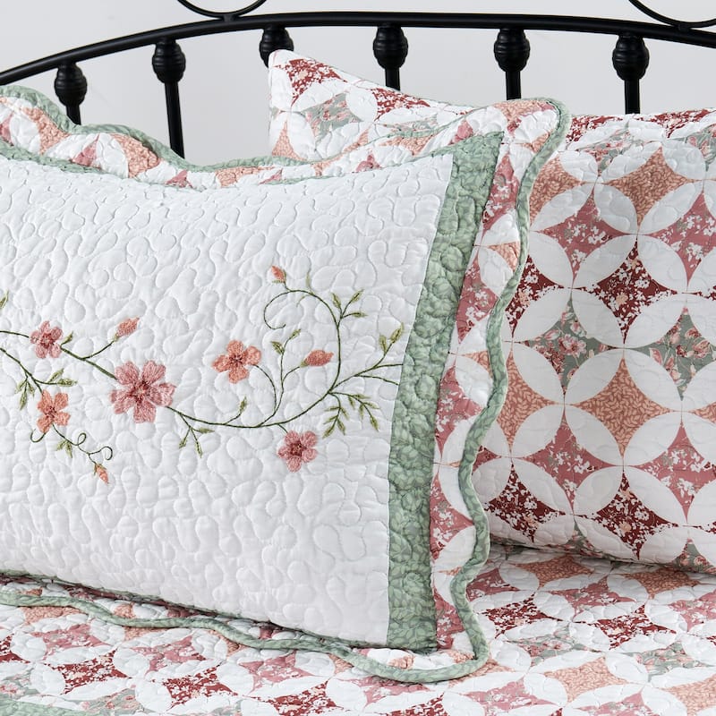 5 Piece Embroidered Daybed Cover Set with Bedskirt