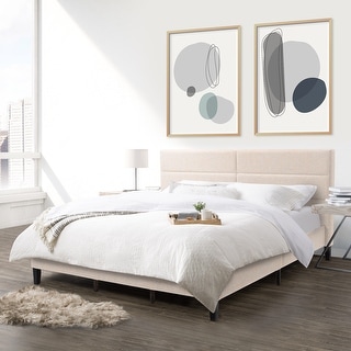 CorLiving Bellevue Dark Grey Upholstered Panel Bed, King