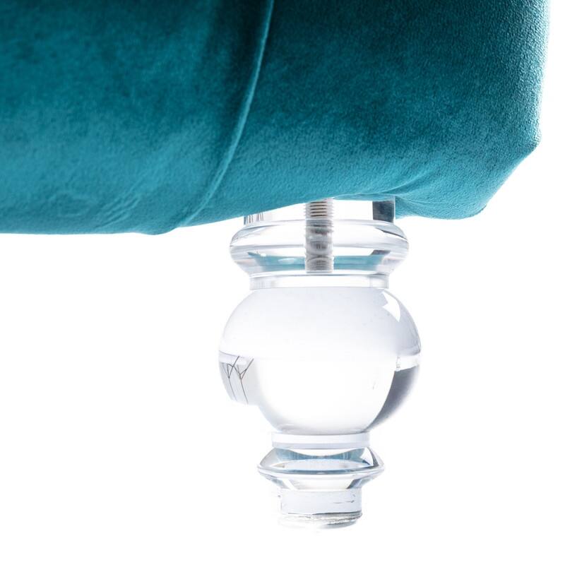 Velvet Chaise Lounge Chair with Toss Pillow,Tufted Button Lounge Chair with Acrylic Legs,Teal
