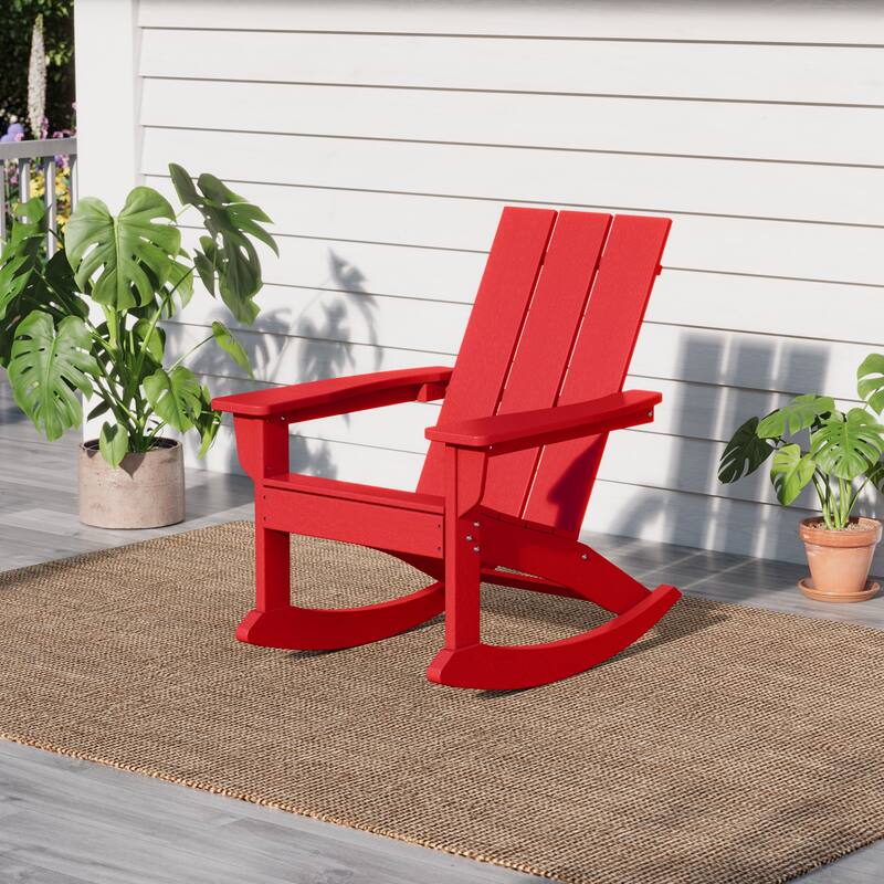 Shoreside Modern Eco-Friendly All Weather Poly Adirondack Rocking Chair