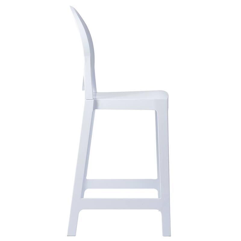 Smoke 25" Counter Height Bar Stools with Back – Stackable Transparent Plastic Chairs for Kitchen, Bar, or Outdoor – Set of 2