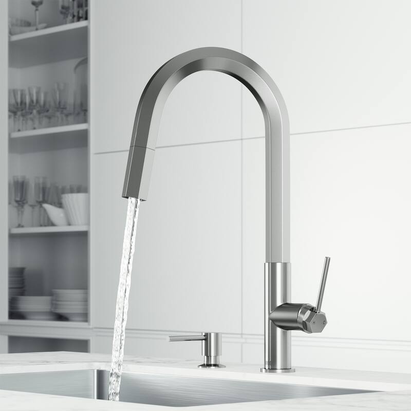 VIGO Hart Hexad 18" H Single Handle Pull-Down Kitchen Faucet