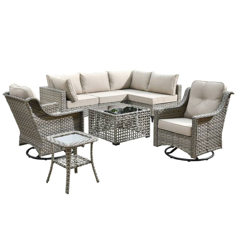 XIZZI 8-piece Rattan Wicker Outdoor Patio Furniture Set with Swivel Chair