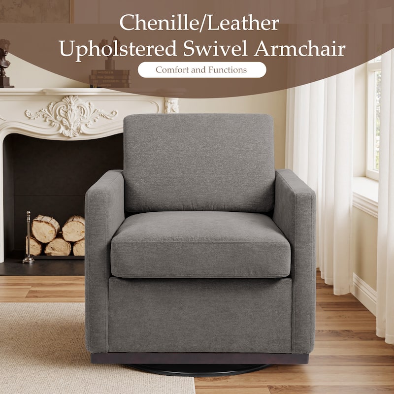 uixe Modern Upholstered Swivel Accent Chair with Pocket Spring Seat
