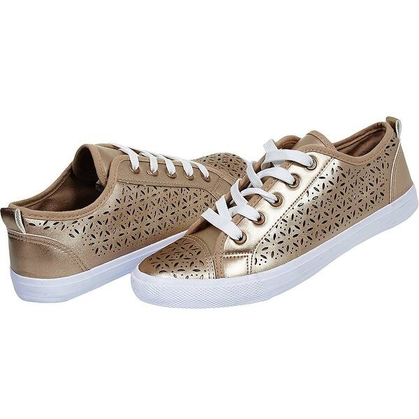 Chatties By Sara Z Womens Perforated Fashion Sneakers With Laces On Sale Overstock