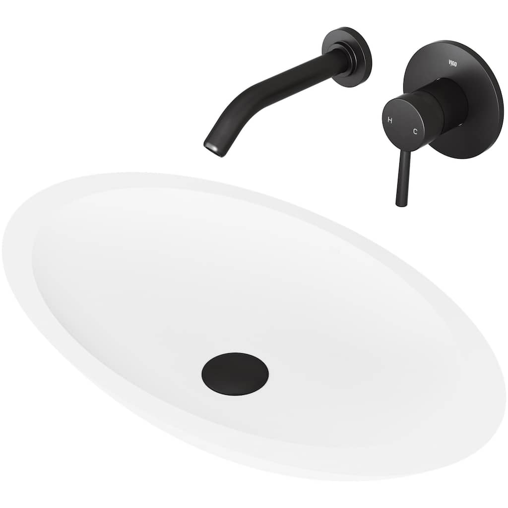 Vigo Wisteria 23-1/8" Matte Stone� Vessel Bathroom Sink with Olus