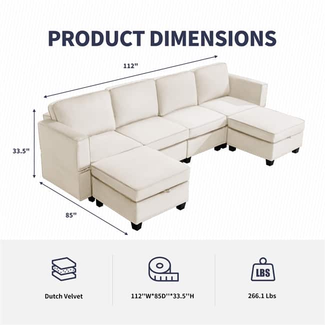 Mixoy 6-Seater Transferable Position Free Combination Sectional Sofa with Storage