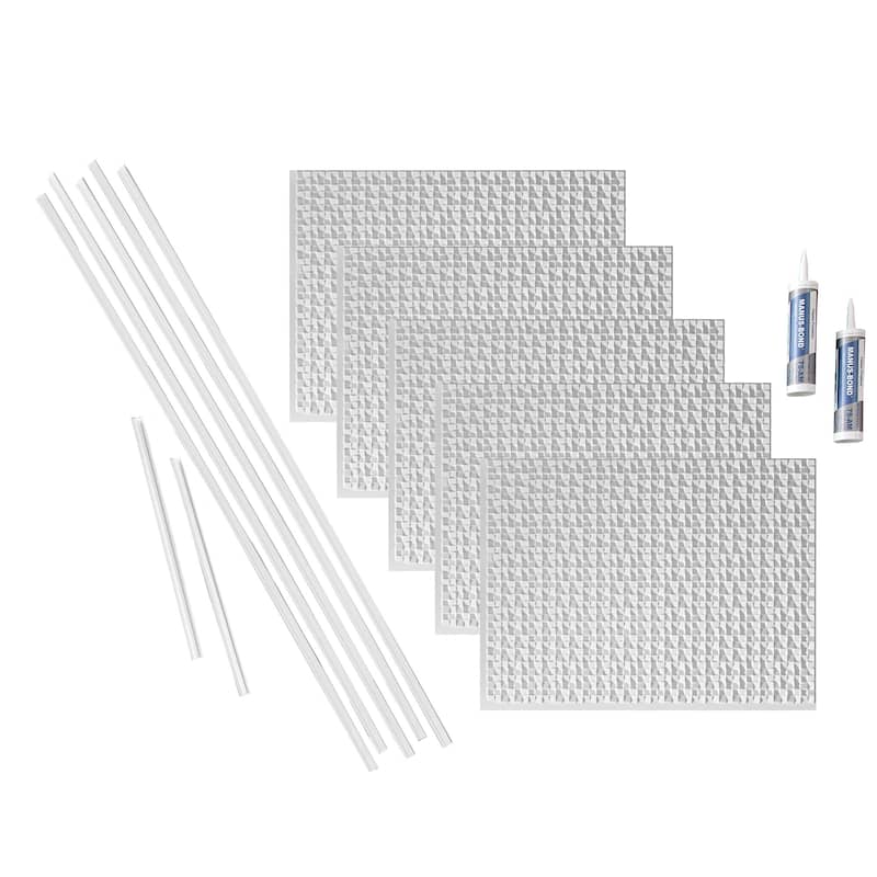 FASÄDE Terrain Decorative Vinyl Backsplash Panel - 15 Square Foot Kit - Gloss White