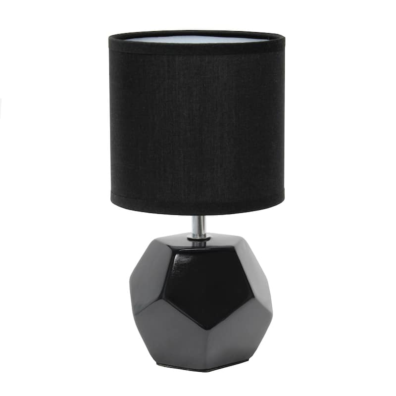 10.24" Modern Geometric Table Lamp with Ceramic Base and Fabric Shade for Bedroom or Office - 5.51"L x 5.51"W x 10.24"H - Black