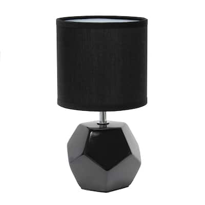 10.24" Modern Geometric Table Lamp with Ceramic Base and Fabric Shade for Bedroom or Office - 5.51"L x 5.51"W x 10.24"H