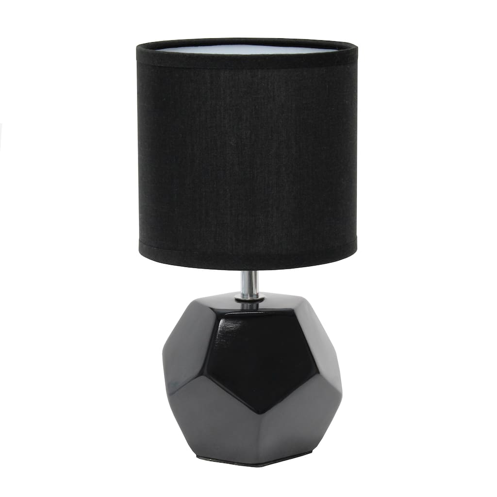 10.24" Modern Geometric Table Lamp with Ceramic Base and Fabric Shade for Bedroom or Office - 5.51"L x 5.51"W x 10.24"H