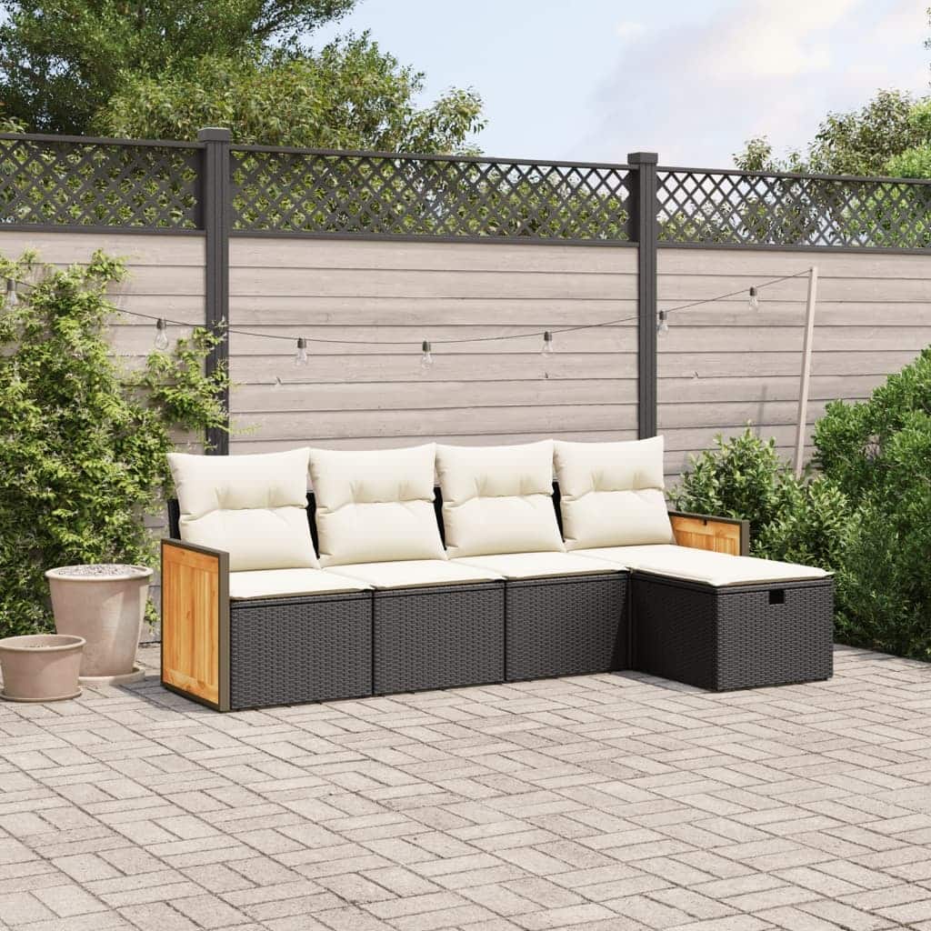 vidaXL Patio Sofa Set with Cushions Outdoor Conversation Furniture Poly Rattan
