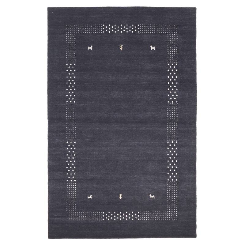 ECARPETGALLERY Hand Loomed Kashkuli Gabbeh Dark Navy Wool Rug - 4'10 x 7'8