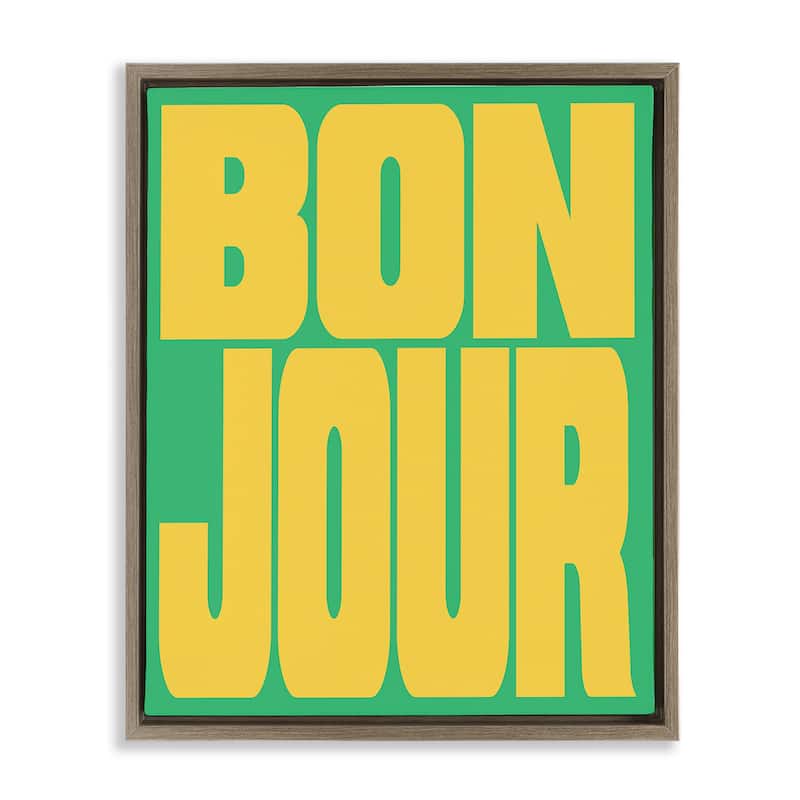 Stupell Bonjour Yellow & Green Framed Floater Canvas Wall Art Design By House of Lulu - 17 x 21 - Brown