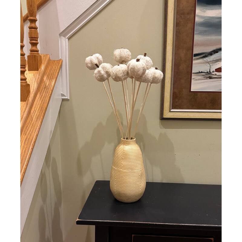 2" Bleached Coco Pumpkin on 2" Stem, Set of 12 - 25