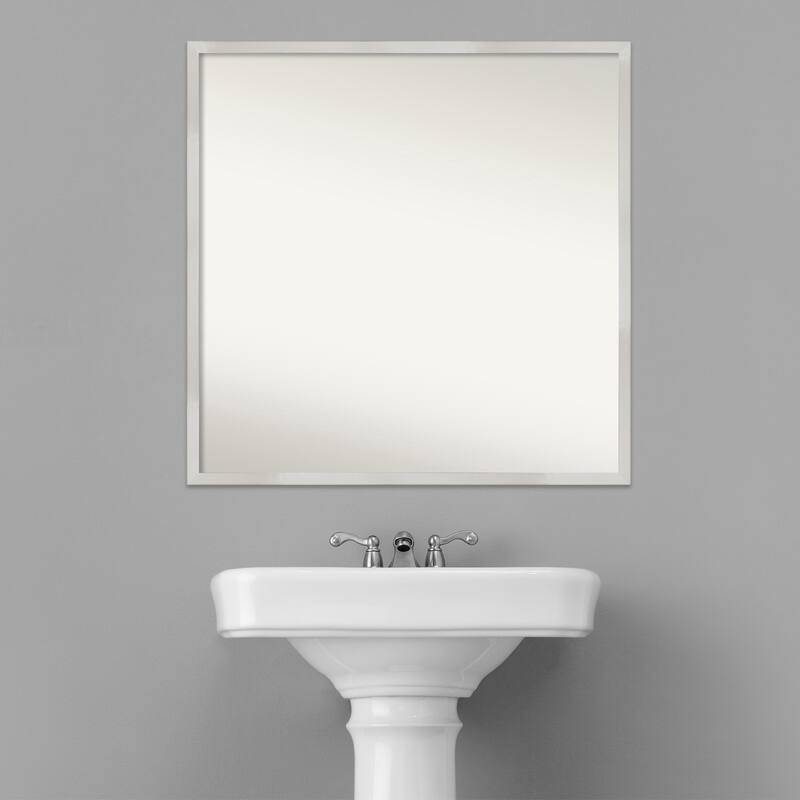 Non-Beveled Wood Bathroom Wall Mirror - Svelte Silver Frame