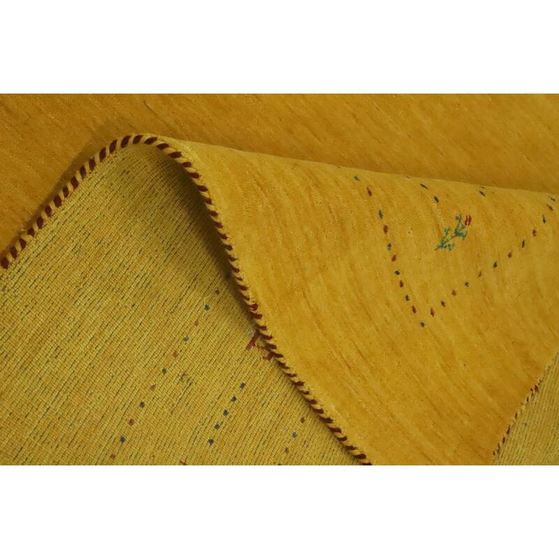 Hand Knotted Oriental 100% Wool Carpet Tribal Animal Pictorial Yellow & Gold Gabbeh Area Rug - 9' 9'' X 8' 0''