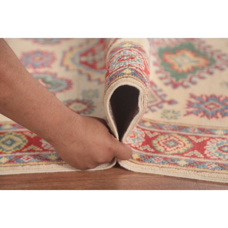 Geometric Kazak Oriental Foyer Rug Hand-Knotted Wool Carpet - 2'9" x 3'10"