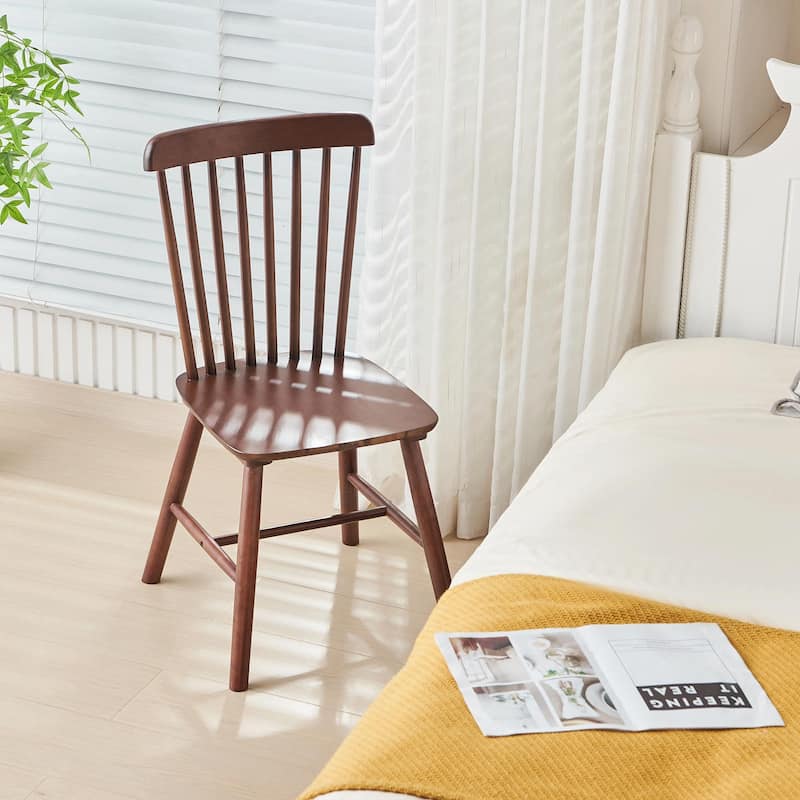 Set of 4 Rubber Wood Dining Chairs, Solid Wood