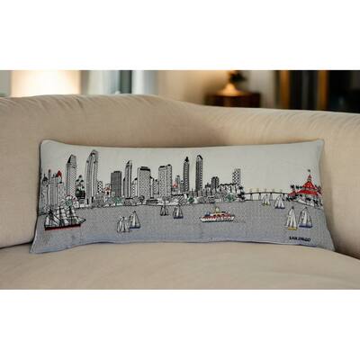 HomeRoots 35" White San Diego Daylight Skyline Lumbar Decorative Pillow