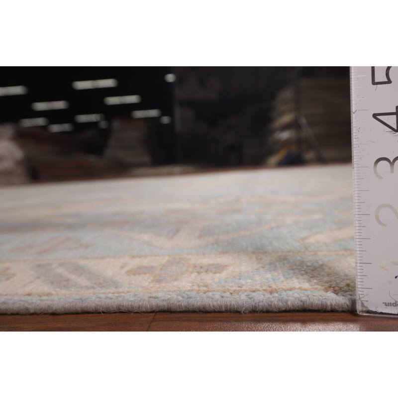 Light Blue Oushak Vegetable Dye Rug Hand-Knotted Wool Carpet - 8'1"x 10'1"
