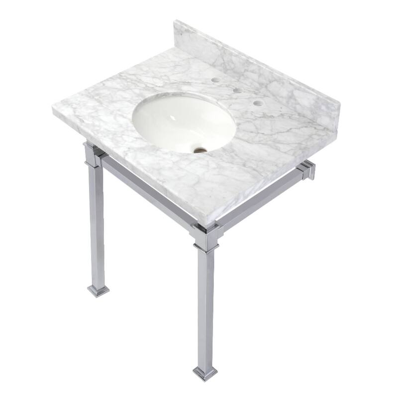 Kingston Brass Monarch 22" Wall Mounted Oval Basin Marble Lavatory - Marble White / Polished Chrome