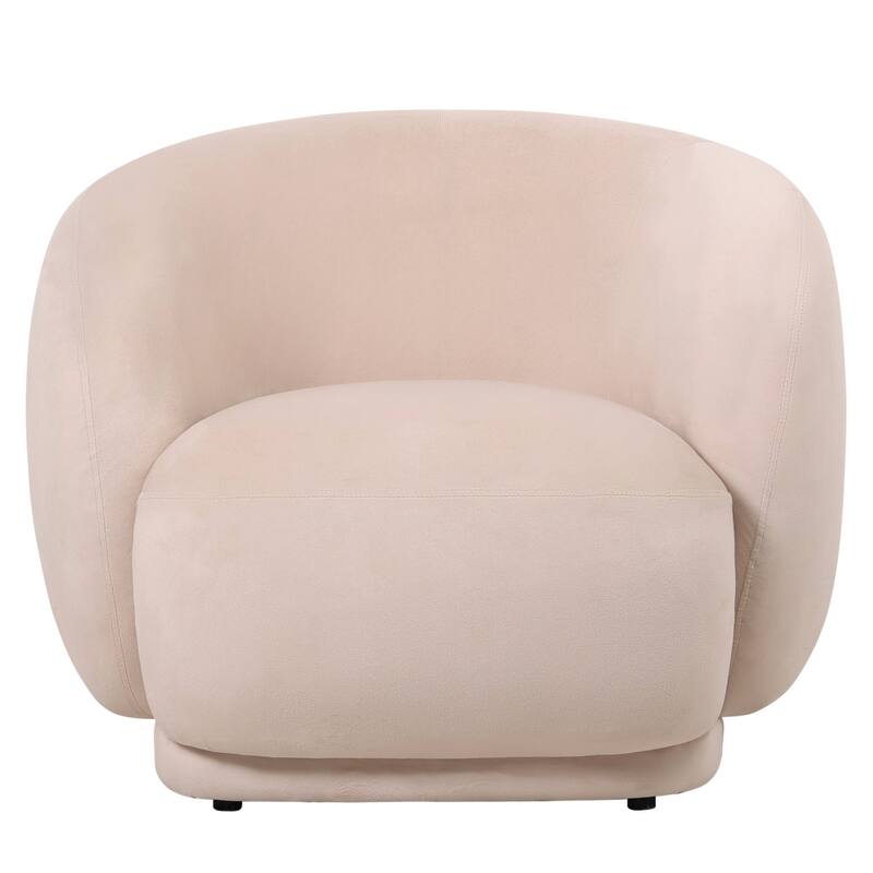 Faze Mid-Century Velvet Barrel Accent Chair with Solid Wood Frame, Plush Foam Cushion, No Assembly Required